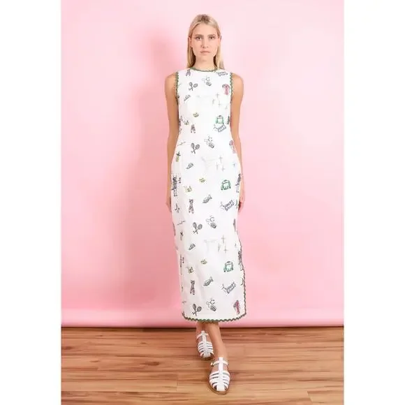 Alemais play embroidered midi dress US 2 - Picture 2 of 9